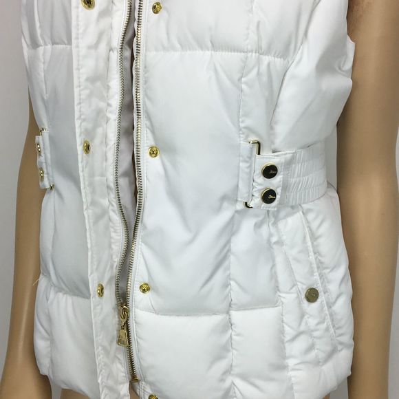 Guess White Puffer Hooded Vest Size X Large - Picture 7 of 8